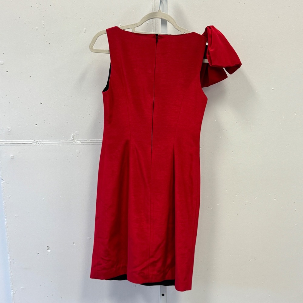 Lotus Grace Sleeveless Bow Shoulder Sheath Cocktail Mini Dress Size 4 Red - Picture 2 of 10